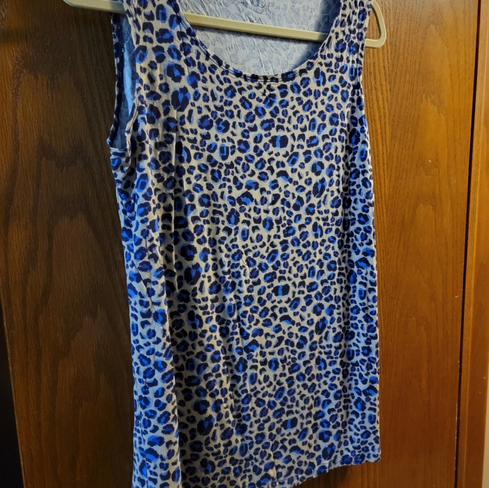 LOGO blue animal print tank top.  Sz L